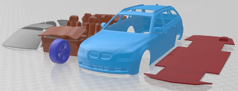 5 Series E61 Touring 2006 Printable Car 3D Print Model .c4d .max .obj .3ds .fbx .stl .blend 