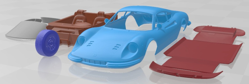 फेरारी डिनो 246 जीटी 1969 प्रिंट करने योग्य कार 3D प्रिंट मॉडल .c4d .max .obj .3ds .fbx .stl .blend 