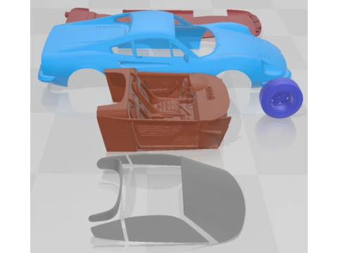 फेरारी डिनो 246 जीटी 1969 प्रिंट करने योग्य कार 3D प्रिंट मॉडल