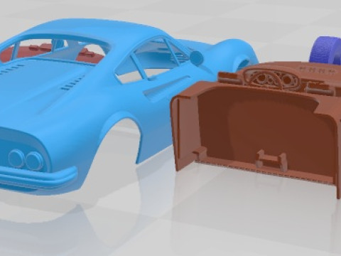 फेरारी डिनो 246 जीटी 1969 प्रिंट करने योग्य कार 3D प्रिंट मॉडल