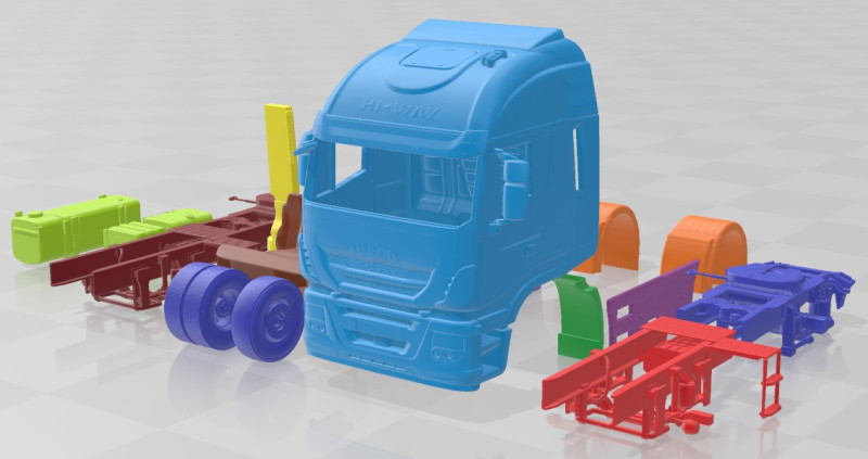 Iveco Stralis Hi Way Printable Truck 3D Print Model .c4d .max .obj .3ds .fbx .stl .blend 
