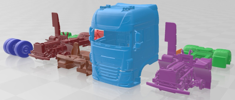 DAF XF 2013 Printable Truck 3D Baskı Modeli .c4d .max .obj .3ds .fbx .stl .blend 