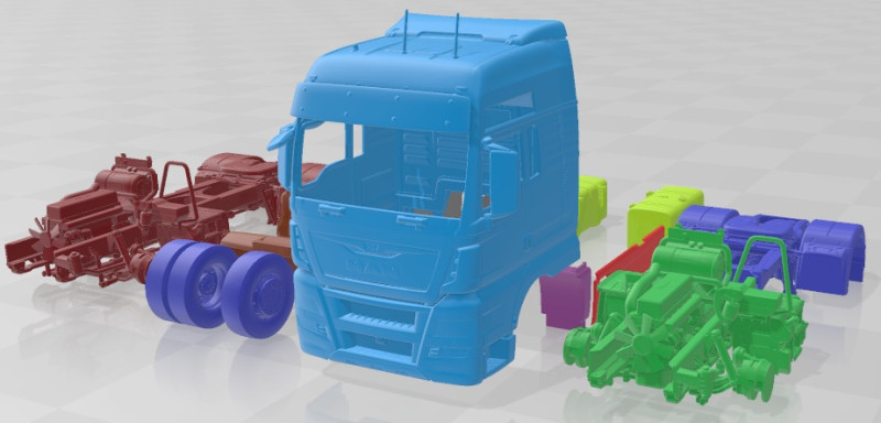 MAN TGX Printable Truck 3D 打印模型 .c4d .max .obj .3ds .fbx .stl .blend 
