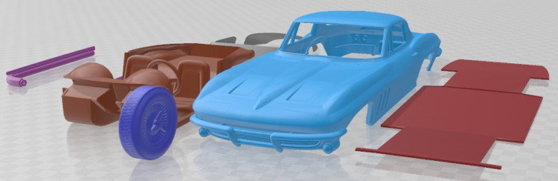 Chevrolet Corvette Stingray 1965 Printable Car 3D Принт Модель .c4d .max .obj .3ds .fbx .stl .blend