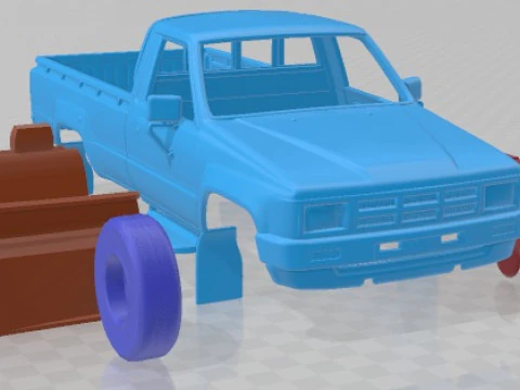 Toyota Hilux DX Long Body 1983 Printable Car 3D Print Model