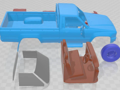 Toyota Hilux DX Long Body 1983 Printable Car 3D Print Model