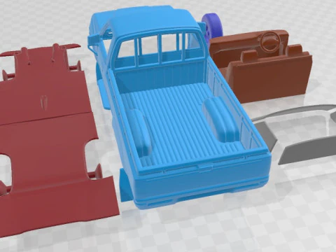 Toyota Hilux DX Long Body 1983 Printable Car 3D Print Model