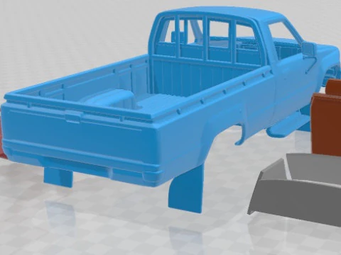 Toyota Hilux DX Long Body 1983 Printable Car 3D Print Model