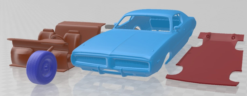 Dodge Charger 1972 Printable Car 3D Print Model .c4d .max .obj .3ds .fbx .stl .blend 
