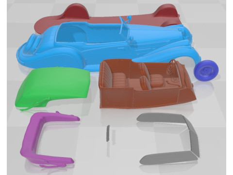 Horch 853 A Voll Ruhrbeck Sport Cabriolet 1937 Printable Car Modelo de Impressão 3D