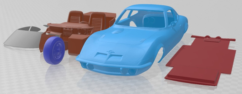 Opel GT 1968 Printable Car 3D-Druckmodell .c4d .max .obj .3ds .fbx .stl .blend 