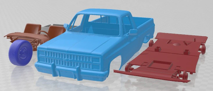 Chevrolet C10 Silverado 1982 Printable Car 3D Print Model .c4d .max .obj .3ds .fbx .stl .blend 