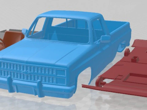 Chevrolet C10 Silverado 1982 Yazdırılabilir Araba 3D Baskı Modeli