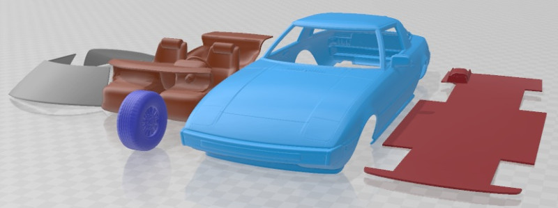 Mazda RX 7 1978 Printable Car 3D 프린트 모델 .c4d .max .obj .3ds .fbx .stl .blend 