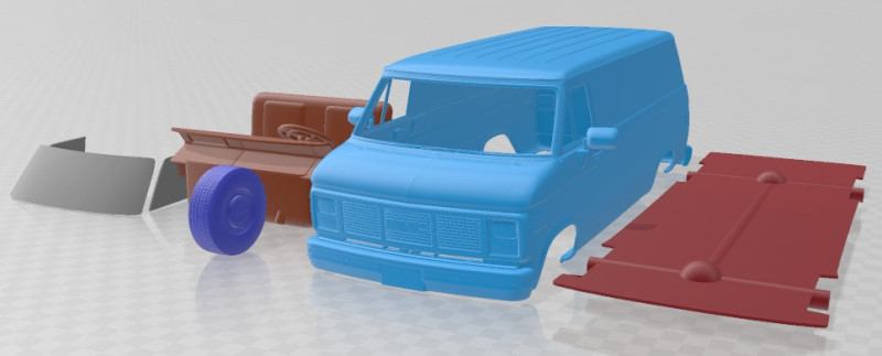 GMC Vandura 1983 Printable Van 3D प्रिंट मॉडल .c4d .max .obj .3ds .fbx .stl .blend 