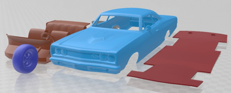 Dodge Coronet RT Hardtop Coupe 1968 Printable Car 3D 프린트 모델 .c4d .max .obj .3ds .fbx .stl .blend 