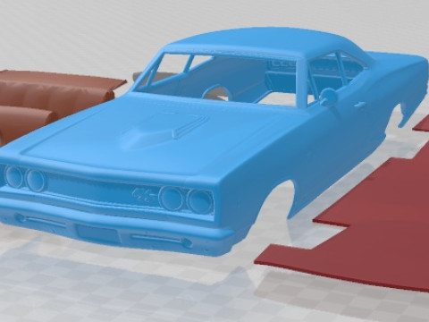 Dodge Coronet RT Hardtop Coupe 1968 Printable Car Model Cetak 3D