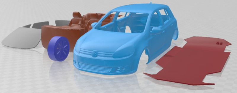 Volkswagen Golf 5 Door 2010 Printable Car 3D-Druckmodell .c4d .max .obj .3ds .fbx .stl .blend 
