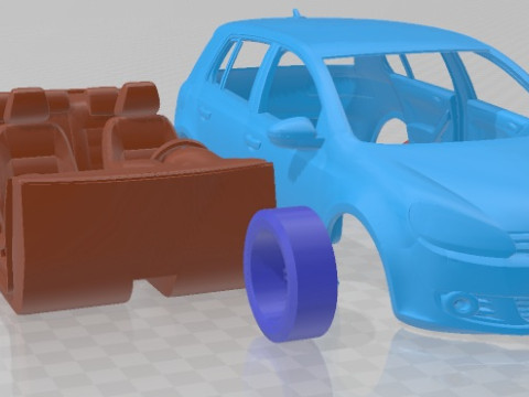 Volkswagen Golf 5 Door 2010 Printable Car 3D-Druckmodell