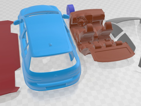 Volkswagen Golf 5 Door 2010 Printable Car 3D-Druckmodell