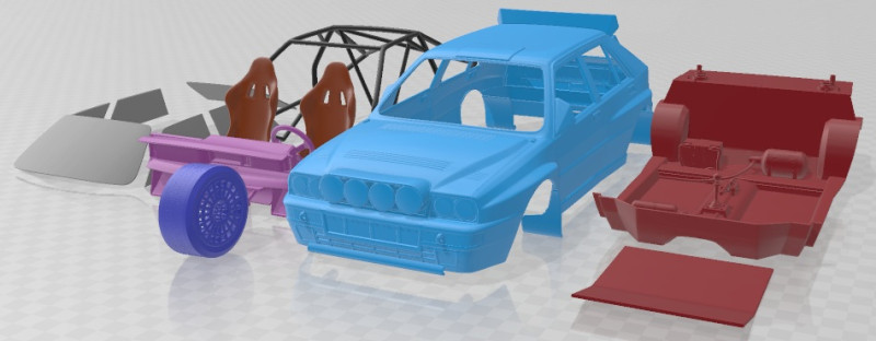 Lancia Delta HF Integrale Rally Printable Car Model do druku 3D .c4d .max .obj .3ds .fbx .stl .blend 