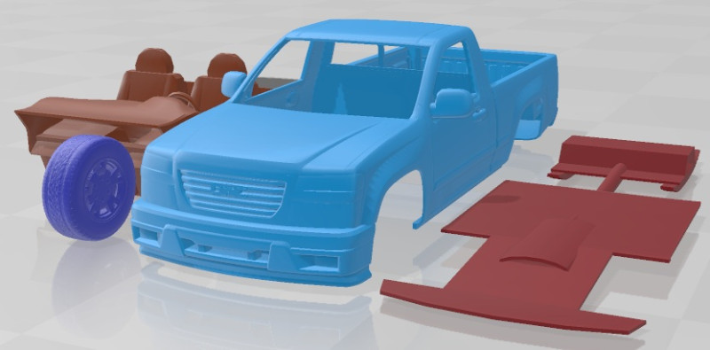 GMC Canyon 2004 Regular Cab Printable Car 3D-printmodel .c4d .max .obj .3ds .fbx .stl .blend 
