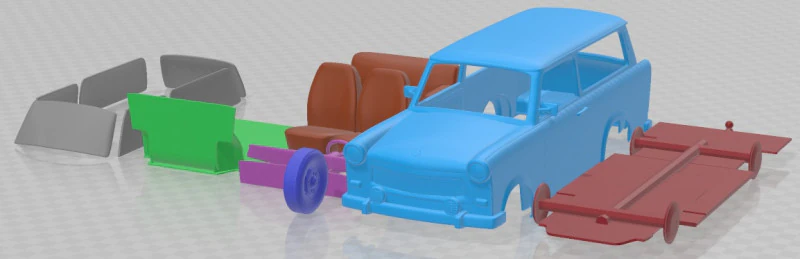 Trabant 601 kombi 1975 Printable Car 3D Print Model .c4d .max .obj .3ds .fbx .stl .blend