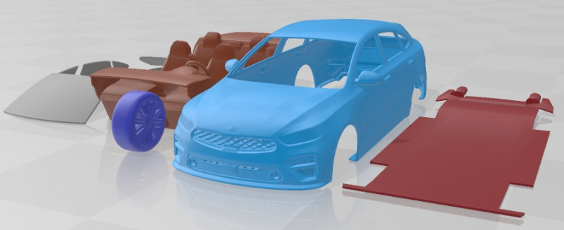 Kia Forte GT Hatchback 2021 Printable Car 3D 打印模型 .c4d .max .obj .3ds .fbx .stl .blend 