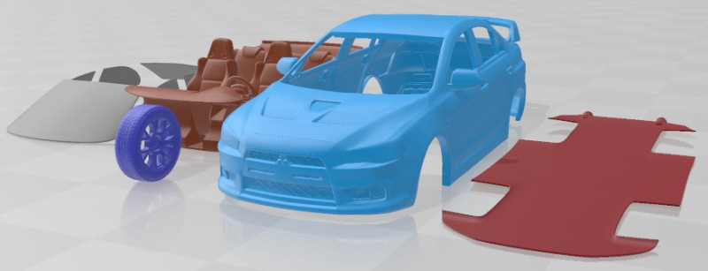 Mitsubishi Lancer Evolution X 2009 Printable Car Modello di stampa 3D .c4d .max .obj .3ds .fbx .stl .blend 