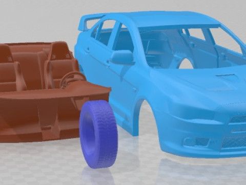 Mitsubishi Lancer Evolution X 2009 Printable Car Modello di stampa 3D