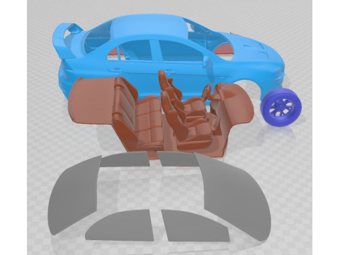 Mitsubishi Lancer Evolution X 2009 Printable Car Modello di stampa 3D