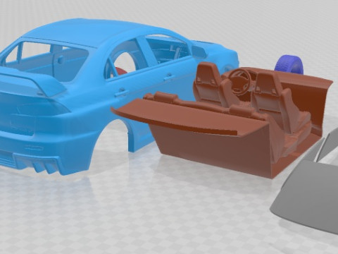 Mitsubishi Lancer Evolution X 2009 Printable Car Modello di stampa 3D