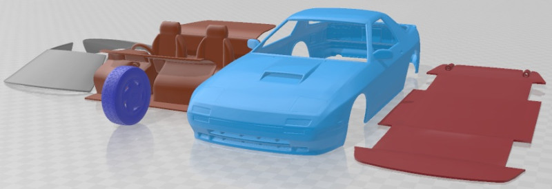 Mazda RX 7 Coupe 1985 Printable Car 3D Print Model .c4d .max .obj .3ds .fbx .stl .blend 