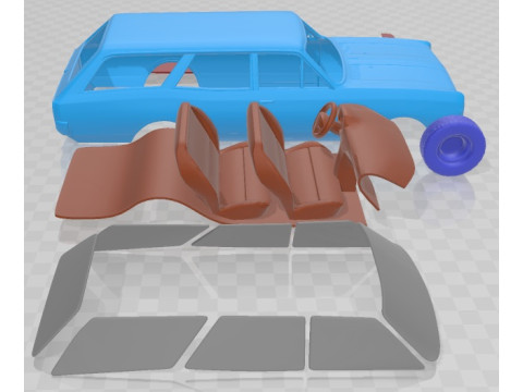 Opel Rekord Wagon 1967 Printable Car 3D Print Model