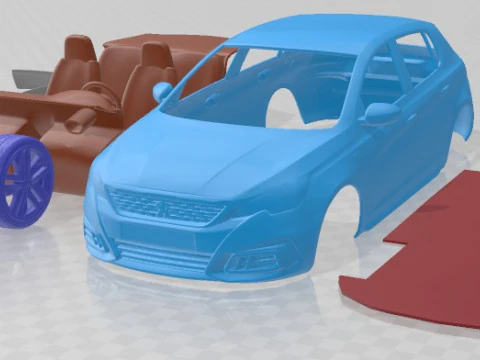 Peugeot 308 T9 Hatchback GTI 2017 Printable Car 3D Print Model