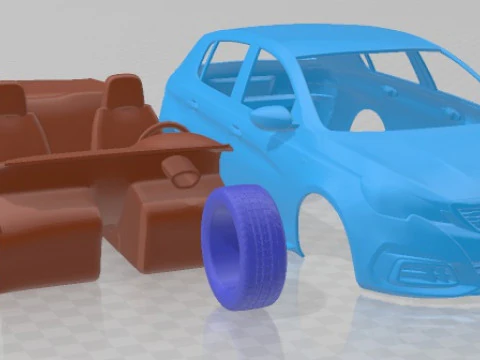 Peugeot 308 T9 Hatchback GTI 2017 Printable Car 3D Print Model