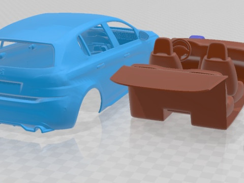 Peugeot 308 T9 Hatchback GTI 2017 Printable Car Model Cetak 3D