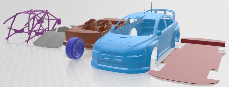 Mitsubishi Lancer Evolution X Rally Printable Car 3D Print Model .c4d .max .obj .3ds .fbx .stl .blend 