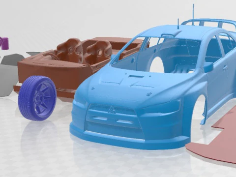 Mitsubishi Lancer Evolution X Rally Printable Car 3D Print Model