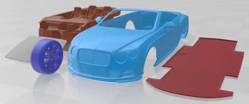 Bentley Continental GT Speed Cabrio 2015 Printable Car 3Dプリントモデル .c4d .max .obj .3ds .fbx .stl .blend 