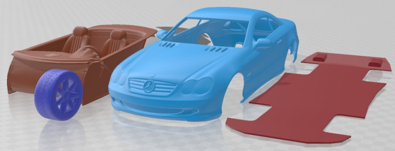 Mercedes Benz SL 2003 Printable Car Modello di stampa 3D .c4d .max .obj .3ds .fbx .stl .blend 