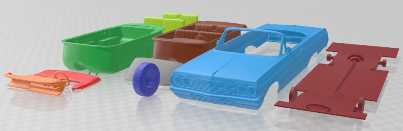Chevrolet Impala Convertible 1964 Printable Car 3D Baskı Modeli .c4d .max .obj .3ds .fbx .stl .blend 