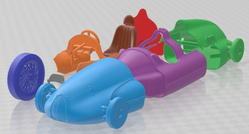 Auto Union Type D 1938 Race Car Printable 3D-Druckmodell .c4d .max .obj .3ds .fbx .stl .blend 