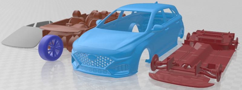 Hyundai I30 N 2021 Printable Car 3D Baskı Modeli .c4d .max .obj .3ds .fbx .stl .blend 