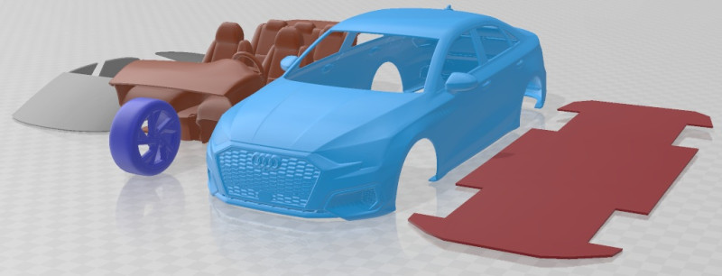 Audi A3 Sedan 2021 Printable Car Model Cetak 3D .c4d .max .obj .3ds .fbx .stl .blend