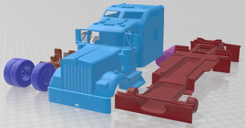 Kenworth W900 Sleeper Cab Trailer 2014 Printable Cabin Truck Modello di stampa 3D .c4d .max .obj .3ds .fbx .stl .blend 