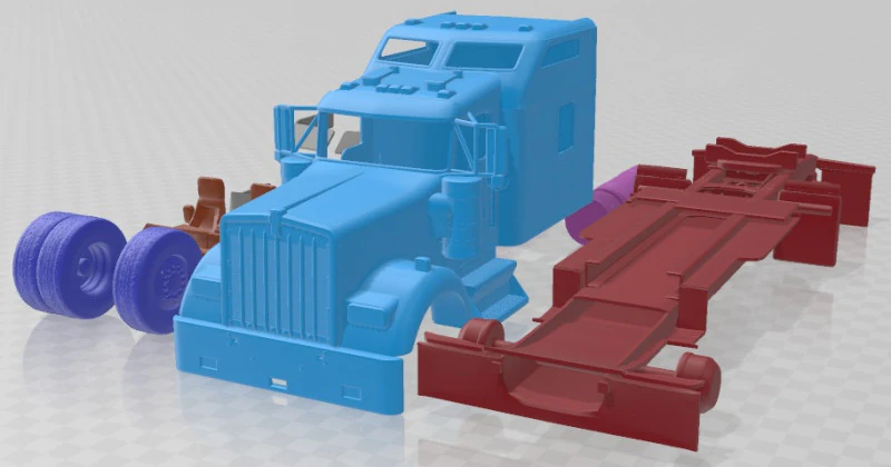 Kenworth W900 Sleeper Cab Trailer 2014 Printable Cabin Truck 3D Print Model .c4d .max .obj .3ds .fbx .stl .blend 