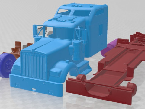 Kenworth W900 Sleeper Cab Trailer 2014 Printable Cabin Truck 3D Print Model