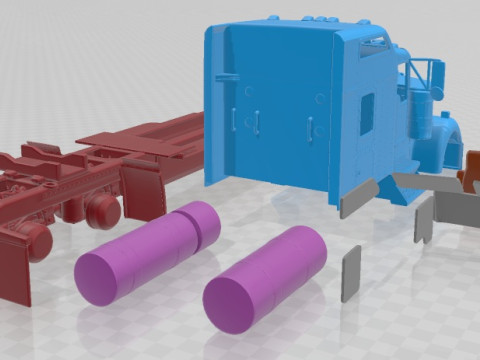 Kenworth W900 Sleeper Cab Trailer 2014 Printable Cabin Truck Modello di stampa 3D