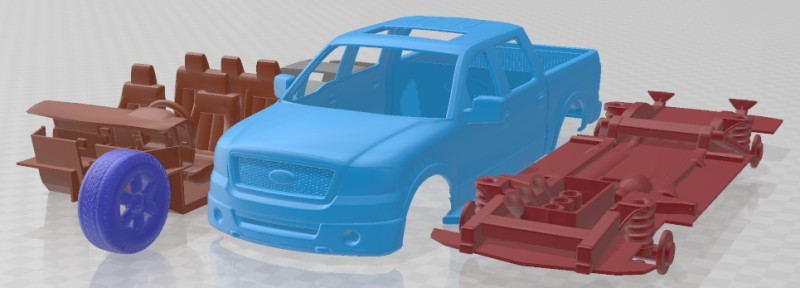 F 150 Crew Cab 2004 Printable Car Modèles 3D en vedette .c4d .max .obj .3ds .fbx .stl .blend 